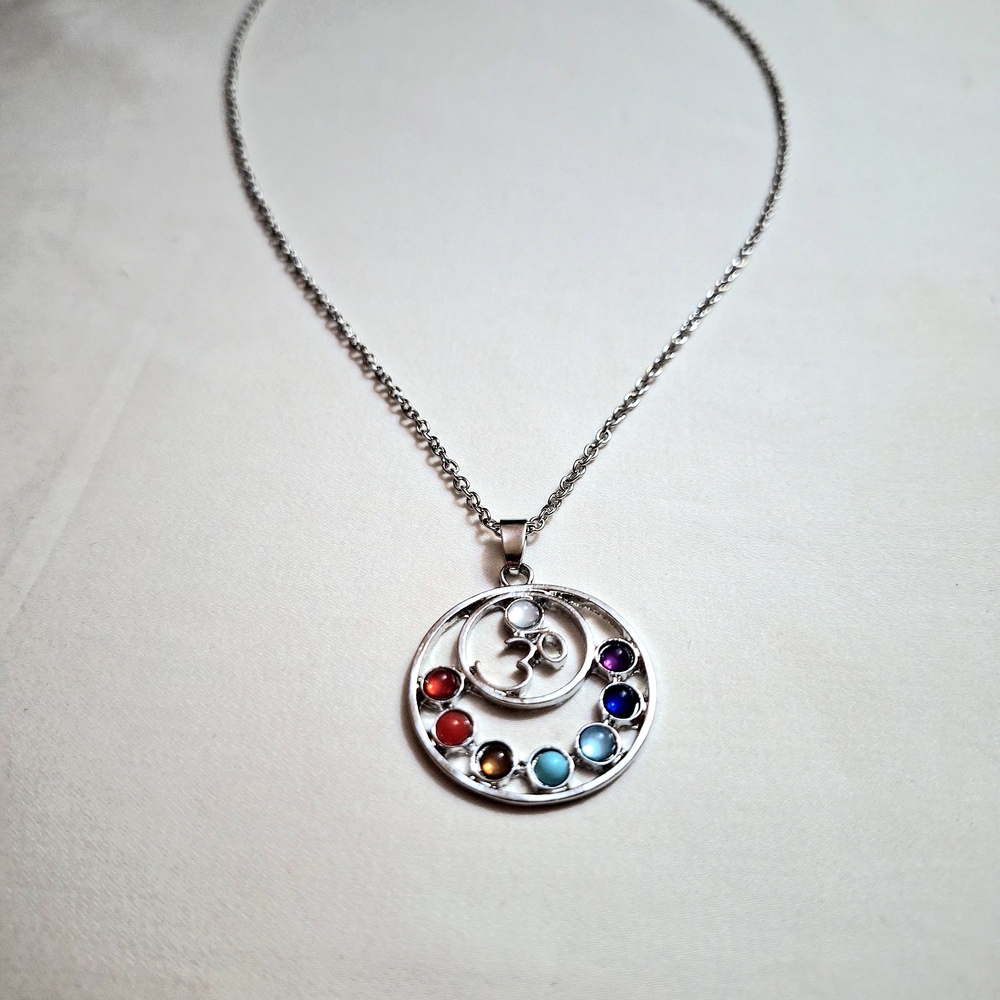 Chakra Alined Necklace, Silver Plated